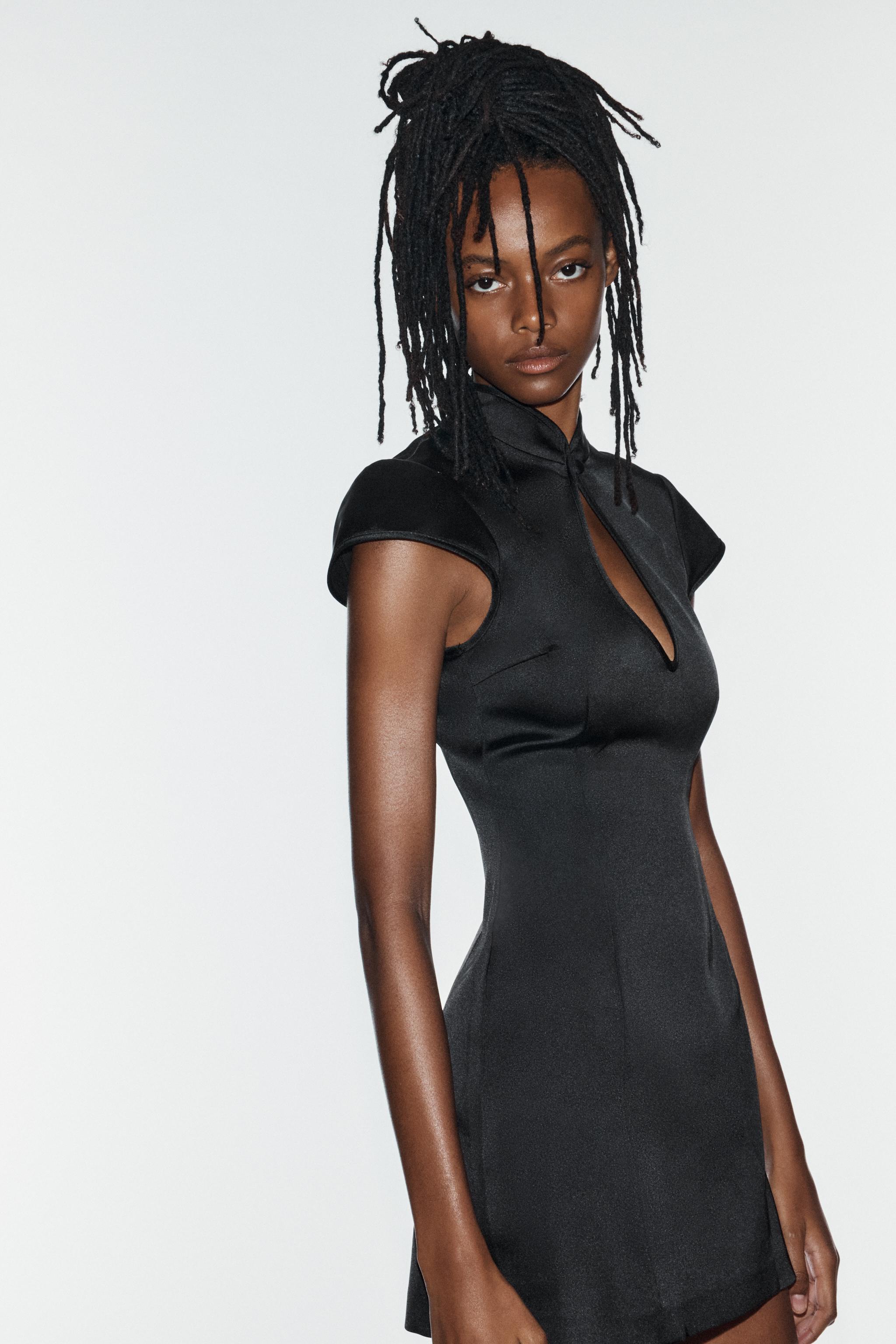 SATIN EFFECT MINI DRESS WITH SLIT